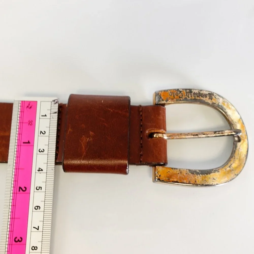 Y2K Italian Genuine Leather Belt Womens XS‎ Chocolate Old Money KENNETH COLE